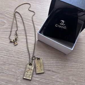 Gold-Tone Double Tag Pendant Necklace